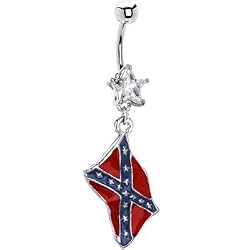 Rebel Flag Dangle Belly Ring