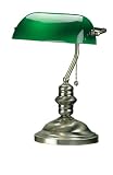 Banker's Lamp in Polished Brass with Green Glass