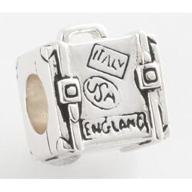 World Atlas Suitcase 925 Sterling Silver Charm Bead Fits Pandora Bracelets