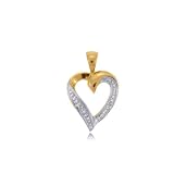 14 Karat Two Tone Gold Open Heart Pendant W Diamonds