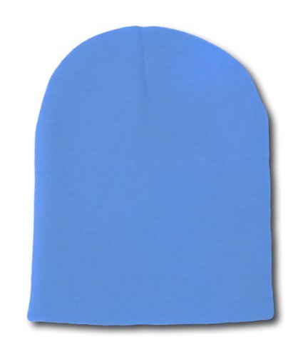 Blank Short Beanie Cap- Many Colors Available , Sky Blue