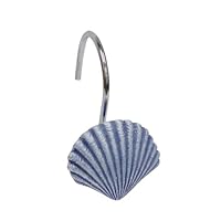 Elegant Home Fashions 1-1/4-Inch by 1-3/4-Inch Shower Hook Set, Shell Design, Blue