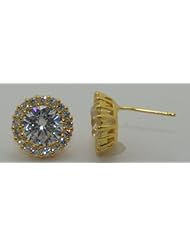 6MM ROUND CZ PAVE EARRING GOLD PLATED