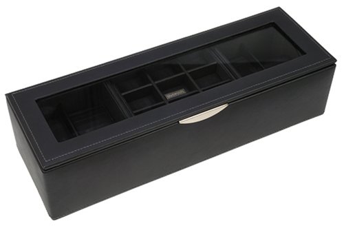 Dulwich Black Leather Watch and Cufflink Box