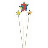 Amscan Colorful Star Designed #7 Pick Birthday Candle, Multicolored, 7"