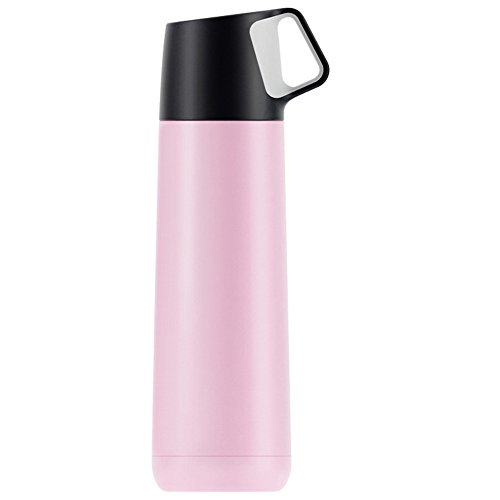 Coffee Mug Vacuum Insulated Stainless Steel Water Bottle Double Walled with Lid (S.s.) 17oz Pink