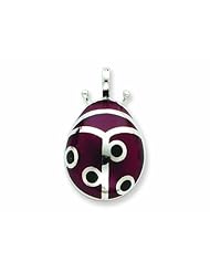Sterling Silver Red Resin Ladybug Pendant - Chain Included