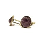 Amethyst Cufflinks 02 Antiqued Brass Purple Stone Rock Gemstone Crystal 18mm