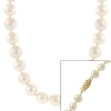 9-10mm Round Hand Knotted Genuine Freshwater Cultured White Pearl 14k Gold Filigree Clasp Necklace 18