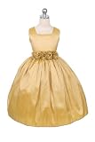Sleeveless Dress w/ Rolled Flower Waistband 2 Gold (SK 3047)