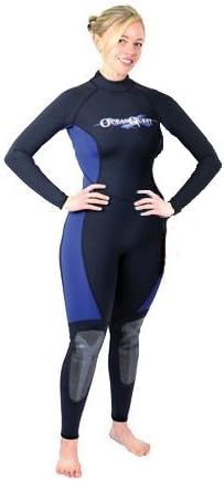Ocean Quest 7mm Premium Super-Stretch Titanium Womens Wetsuit Black with Blue Accents XSmall (3-4)