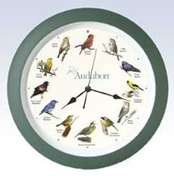 Audubon Singing Bird Clock - 13" Green