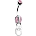 14k White Gold Pink Cubic Zirconia Zipper Belly Ring