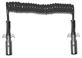 Tramec 47A12 12' Standard 7-Way Coiled Trailer Electrical Cable Metal Plugs 12-14 Gauge Black