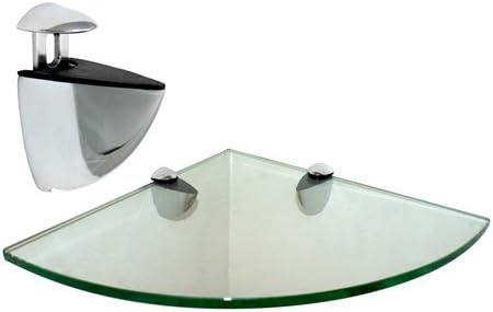Corner Floating Glass Shelf, 16" X 16", with Chrome Brackets