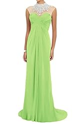 2015 Beaded Lace Ruched Illusion Chiffon Prom Dress  with a Court Train 