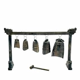 Unique Gift Idea for Him / Guy / Man / Husband - Dragon Art - Feng Shui - Tibetan Five Bell Gong in Blue Presentation Box