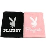 Black Pink SET of 2 PLAYBOY bunny HAND TOWELS bath NEW
