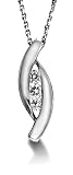 14K White Gold Leaf Shape Diamond Pendant