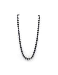 Audrey Pearl Dyed Black Round Freshwater Cultured 7 - 8 mm 18 inches Pearl Strand Necklace & matching stud Earring set as a FREE Gift