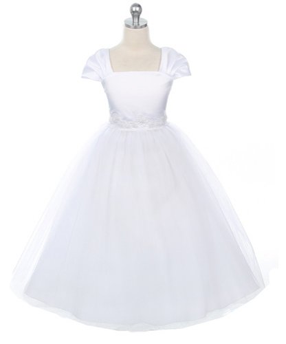 White Flower Girl Dress or Baptism Communion Dress (Girls Size Toddler 1/2 - 15/16) - SIZE 1/2