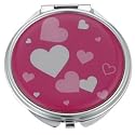 Pink Hearts Circular Compact Travel Mirror