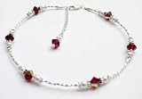 Garnet - January Sterling Silver Adjustable Birthstone Beaded Anklets.