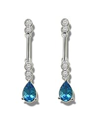 .20 ct 8X5 Pear Shape Blue Topaz & Diamond Earring