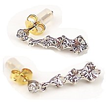 【クリックで詳細表示】K18ポスト ラインストーンエレガントピアス k-10