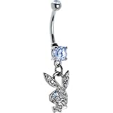 Playboy Gem Paved December Birthstone Bunny Head Belly Ring