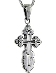 Sterling Silver St. Nicholas Cross Pendant, 1 1/8 inch tall