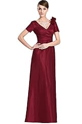 V-neck Organza Floor Length Mother-of-the-Bride Dress 