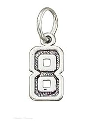 Sterling Silver Jersey Number Eight 8 Charm
