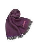 Roberto Cavalli Solid Three-tone Signature Long Scarf Purple