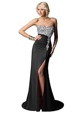 Sexy Strapless Sweetheart Sheath Beaded Open-Back Crystal Prom Dress  with a Brush/Sweep Train 