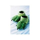 Boy Shoe Big Kid Shoe Size 3-4 , Green Dino Dinosaur Foot Socktop Slippers Soft Shoes, Great for Halloween Costume