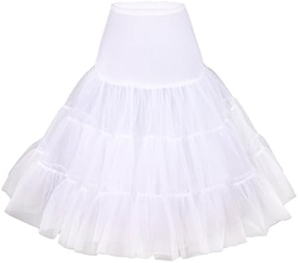 Okbrial Women's 50s Vintage Petticoat Crinoline Tutu Underskirts White