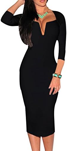 Stylebek Women's Bodycon Package Hip 3/4 Sleeve Mid Length Pencil Dress