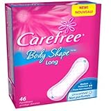 Carefree Body Shape Pantiliners, Unscented Long Flat Pads - 46/Pack, 8 Packs