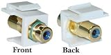 RCA Keystone Insert, Female / Female Coupler, White (Blue RCA)