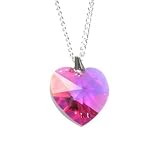 Review Gems'n'Sparkles  / Swarovski Crystal Pendant on Sterling Silver chain - Fuschia (pink) Heart 18mm