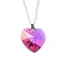 Swarovski Crystal Pendant on Sterling Silver chain - Fuschia (pink) Heart 18mm