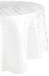 Lenox Laurel Leaf 70-by-104-Inch Oval Tablecloth, White
