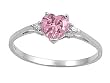 Sterling Silver Ring - Clear CZ - Pink Heart - Prong Set - 7 mm x 2 mm, Sizes 4-9 Sterling Silver Ring - Clear CZ - Pink Heart - Prong Set - 7 mm x 2 mm, Sizes 4-9
