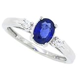 1.00ct Genuine Oval Sapphire and Diamond Ring in 10kt White Gold