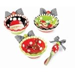 Mud Pie Christmas Dip Bowl and Spreader Set Round Fluted REINDEER