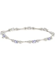 Sterling Silver Tanzanite and Diamond Bracelet (1/10 cttw, GHI Color, I3 Clarity), 7.5"