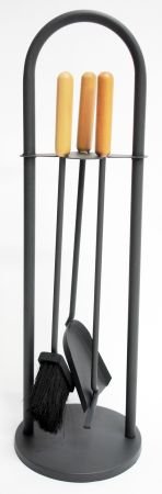 DEMA Kaminbesteck 4 tlg anthr./ Holzgriffe