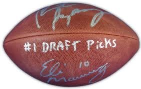 Peyton Manning ELI Manning Autographed NFL Official Duke Football - #1 Draft Picks Giants Colts