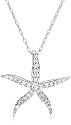 14k White or Yellow Gold "Jewels of the Sea" Diamond Starfish Pendant (1/8 cttw, G-H Color, I1 Clarity)